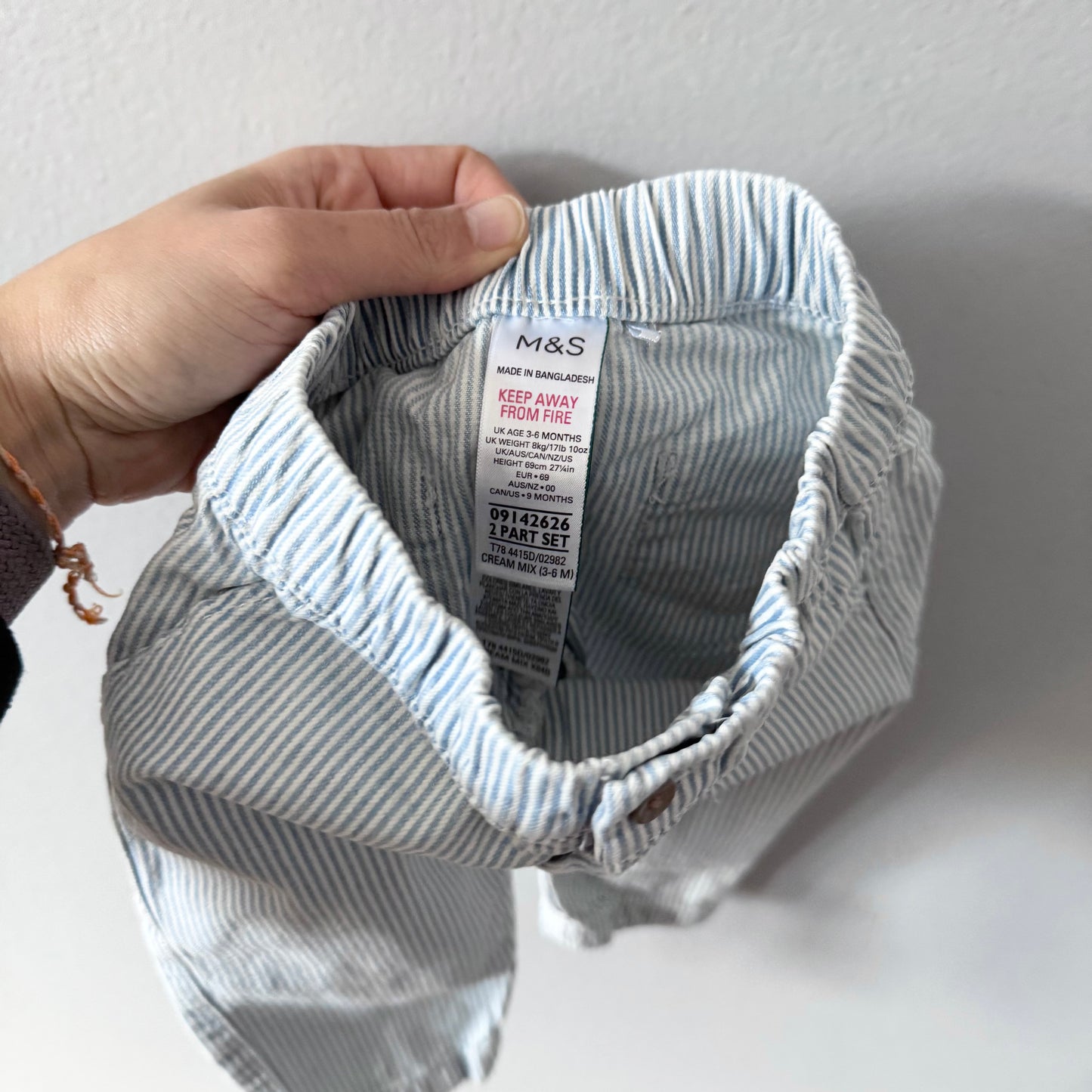 M&S / Stripe denim pants / 3-6M