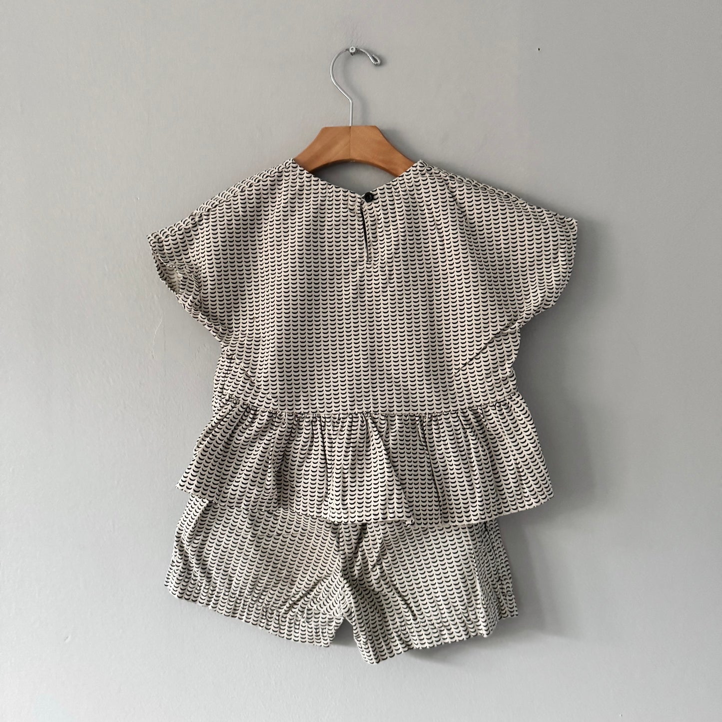 Fait main / Ensemble tunique + short blanc x croissant de lune / 24M