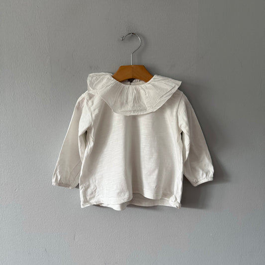 Zara / White long sleeve top with collar / 18-24M