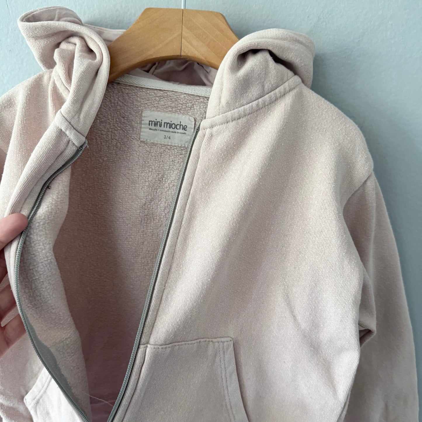 Mini mioche / Light pink zip up hoodie / 3-4Y