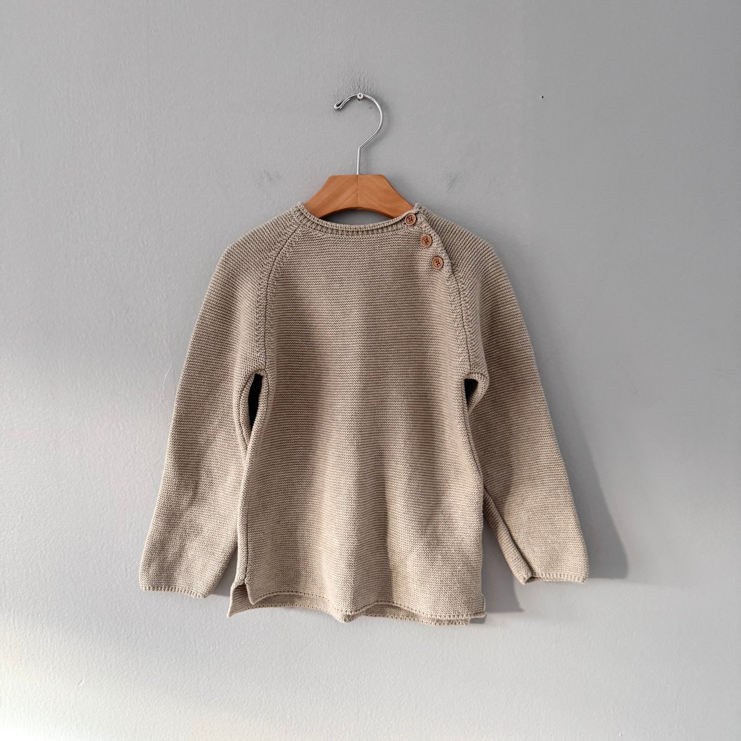 Zara / Light beige cotton knit pullover / 4-5Y