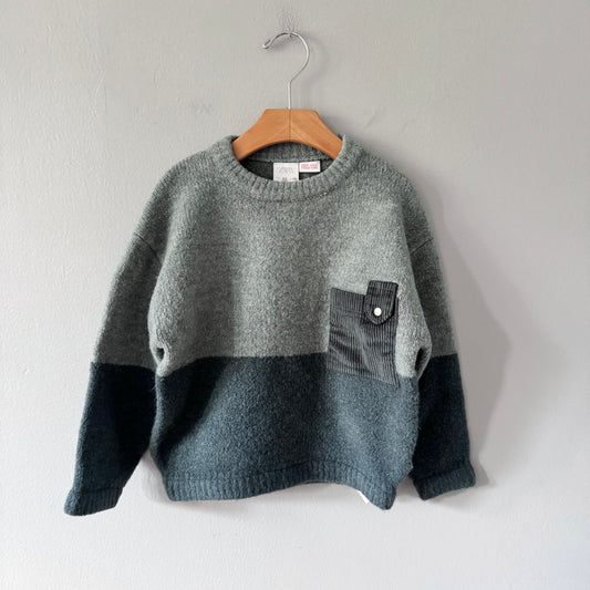 Zara / Light blue x blue knit pullover / 4-5Y