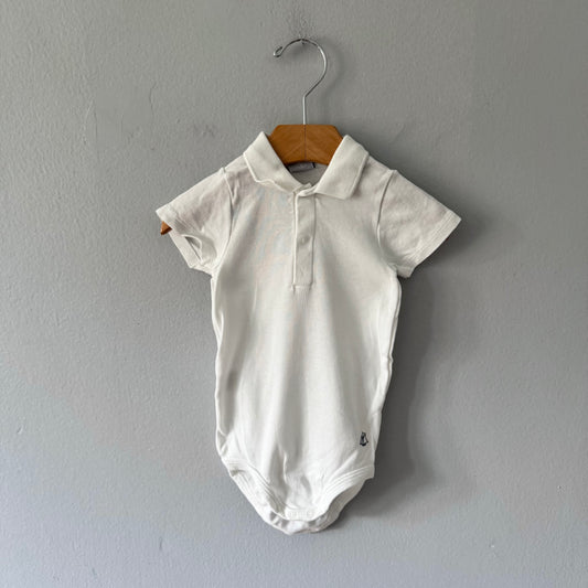 Petit bateau / White polo onesie / 18M