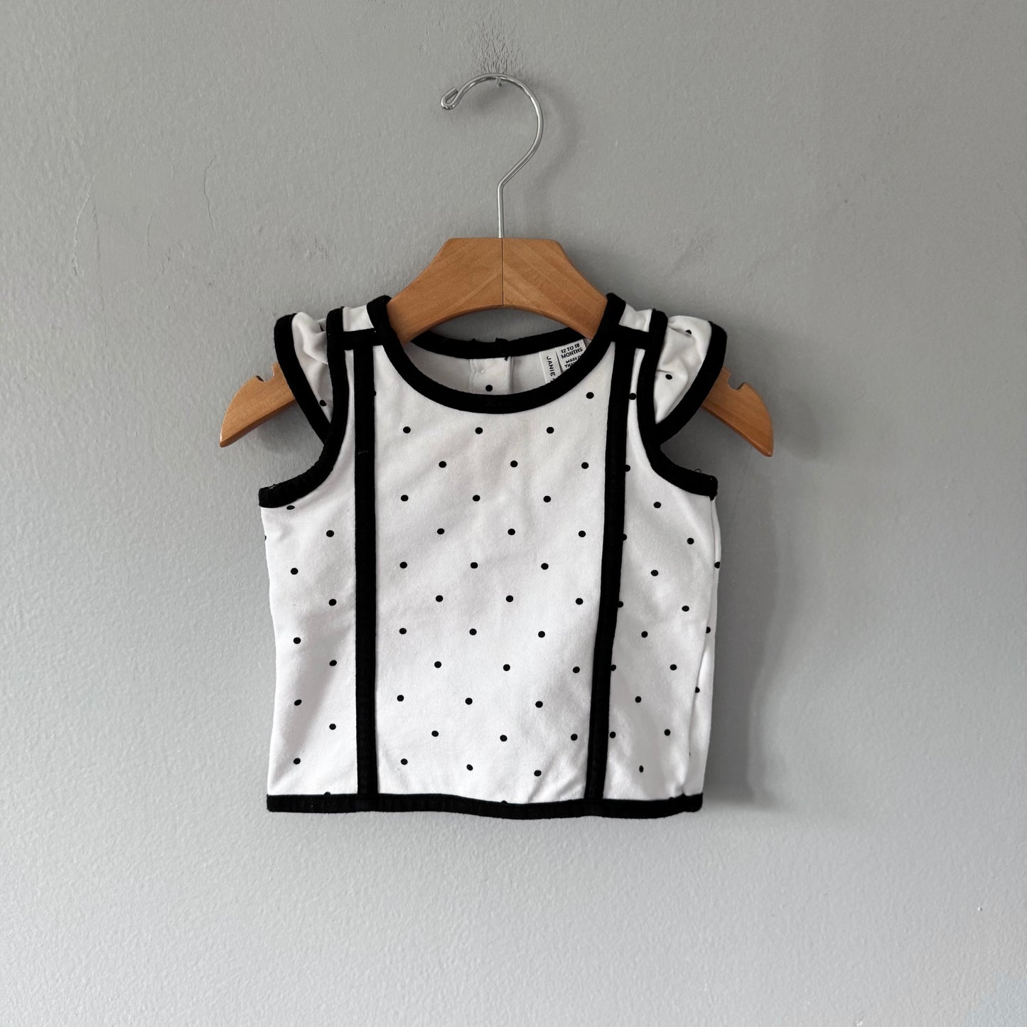 Janie & Jack / Débardeur à pois blancs et noirs / 12-18M