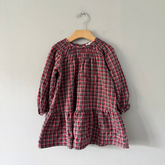 Zara / Grey red checked dress / 2-3Y