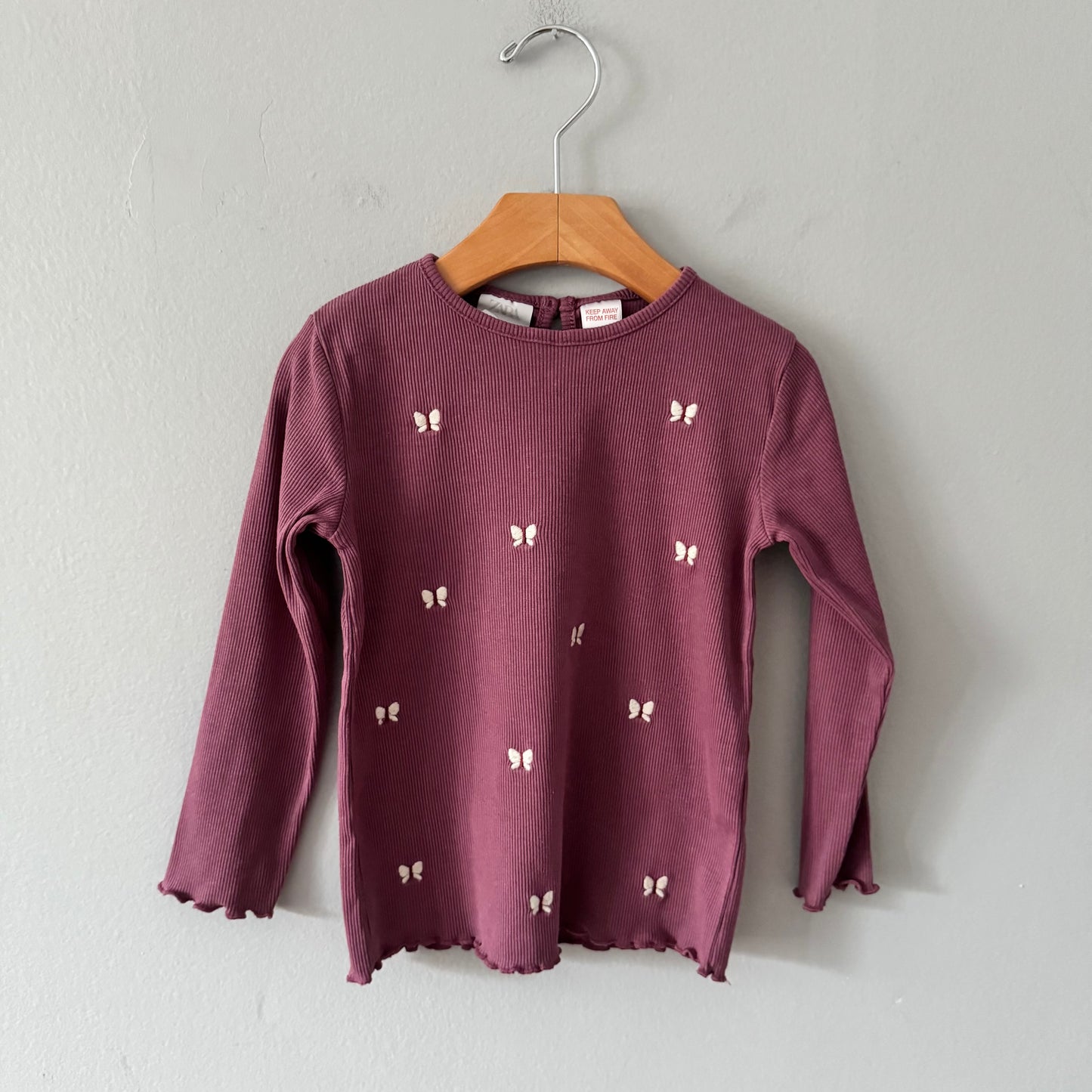 Zara / Burgundy ribbed long sleeve / 3-4Y