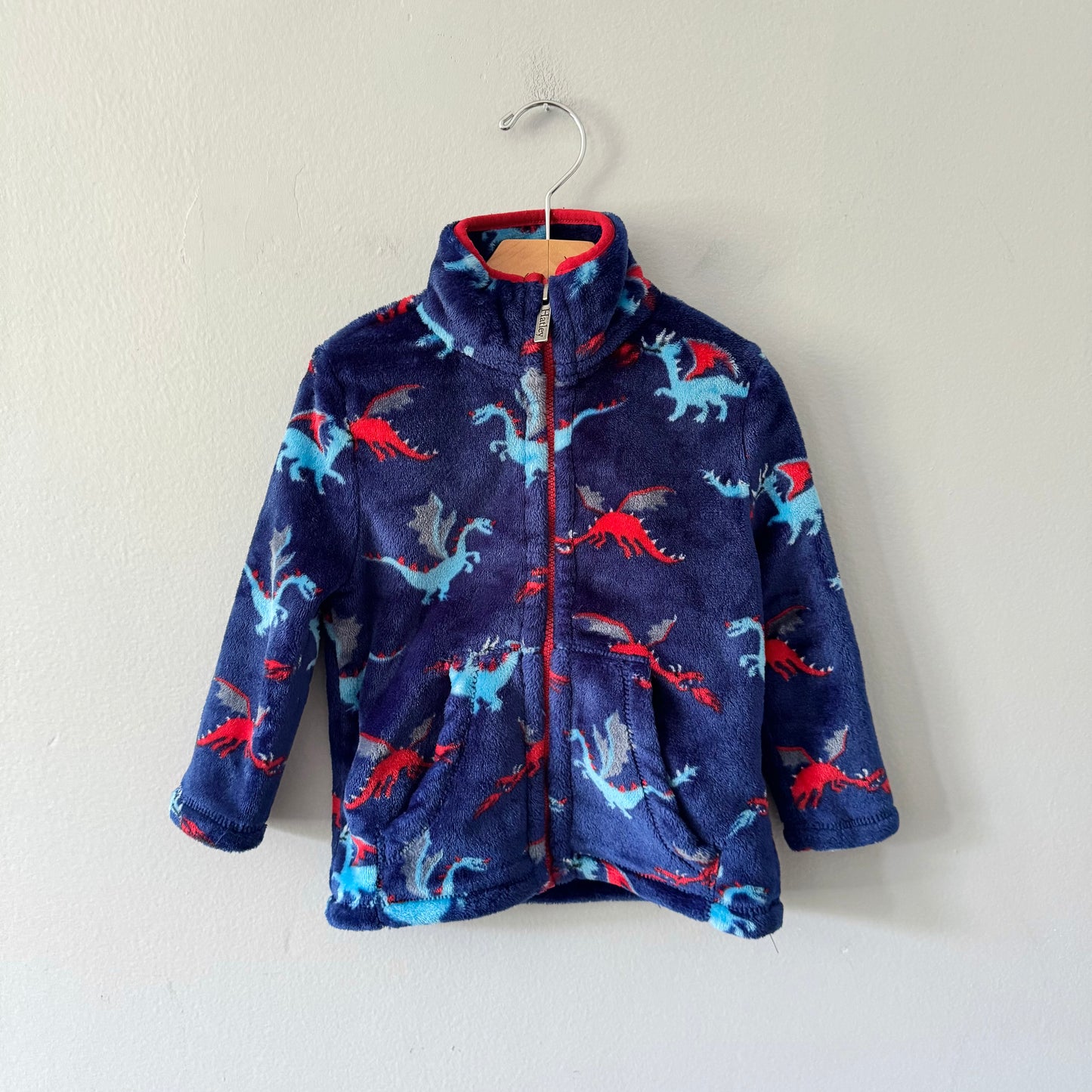 Hatley / Navy dragon zip up fleece / 2Y