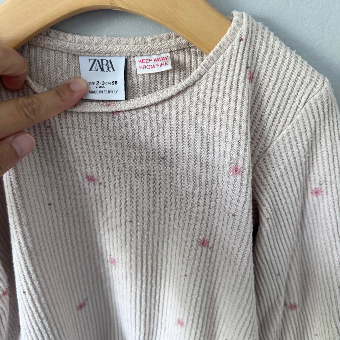 Zara / Beige ribbed knit top / 2-3Y
