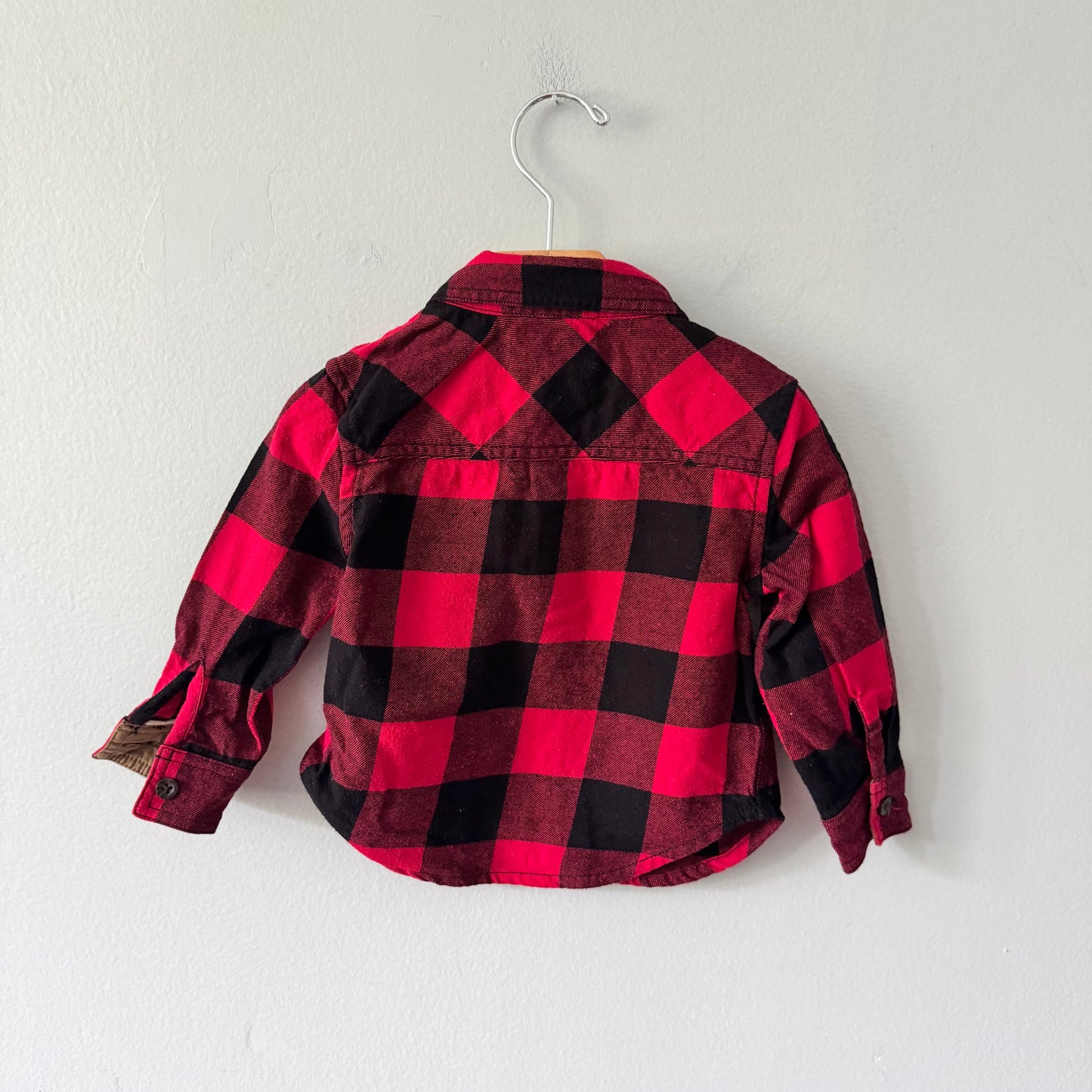 Roots / Red black plaid shirt / 6-12M