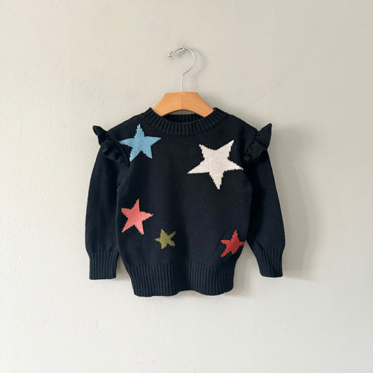 Crewcuts / Navy x star cotton knit top / 3Y