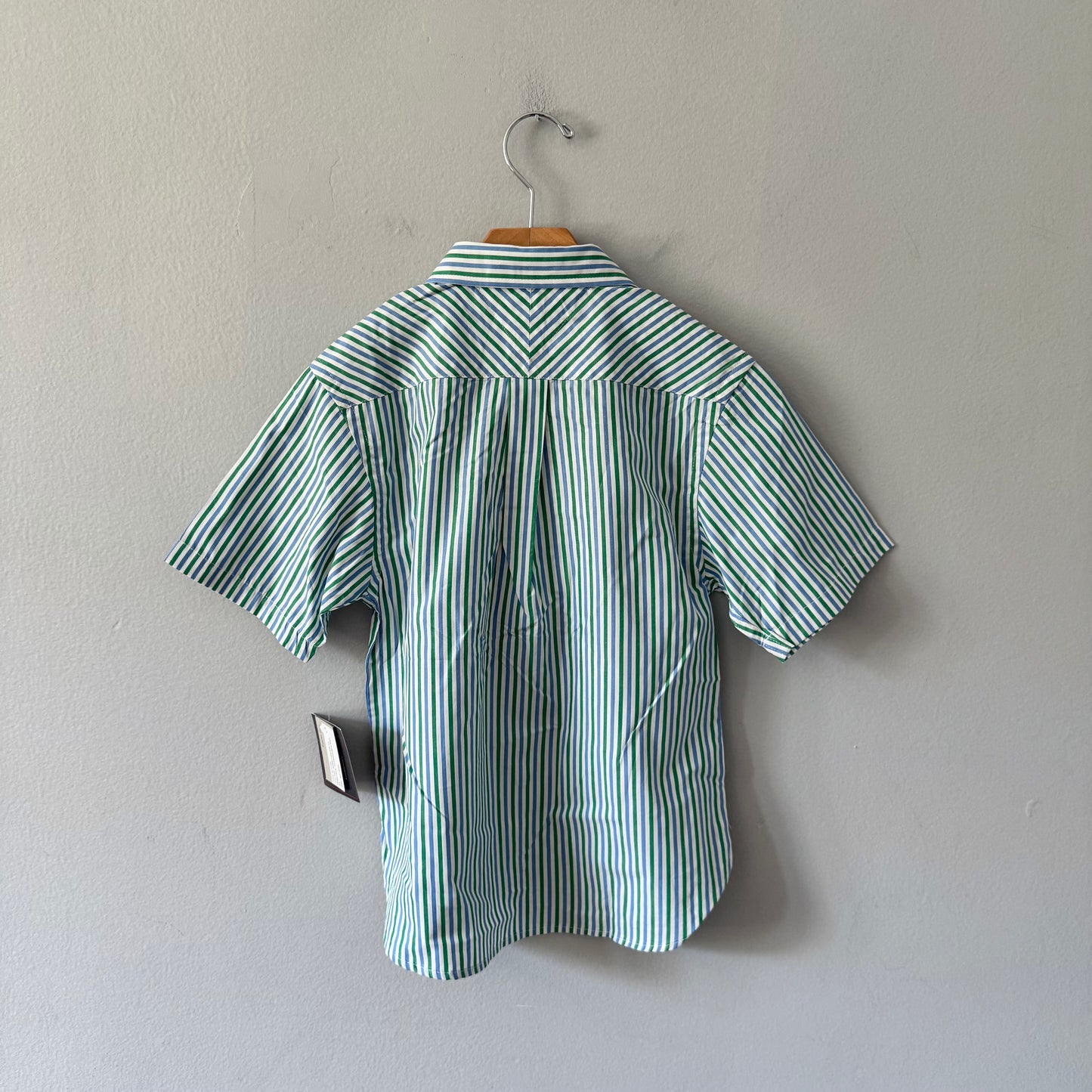 Tommy Hilfiger / White green stripe shirt / 7Y - New with tag