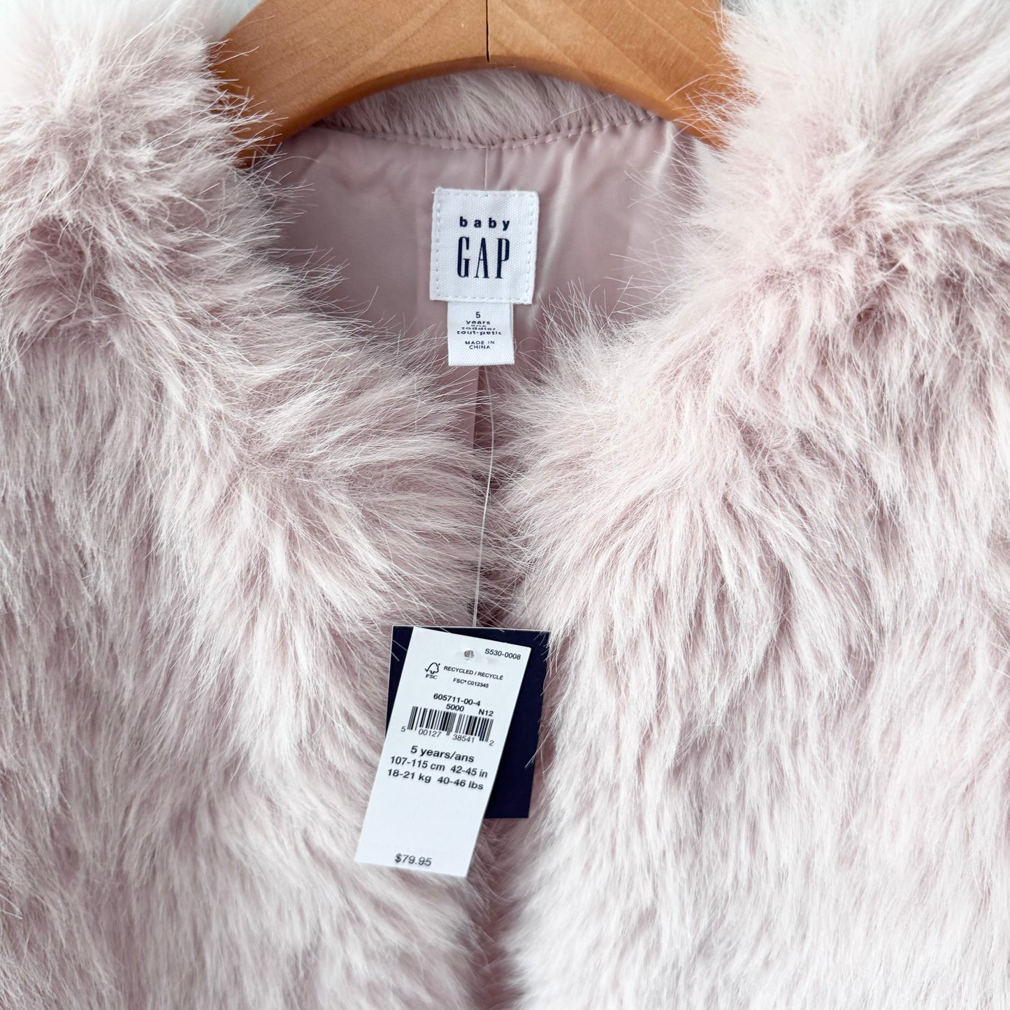Gap / Beige pink sherpa vest / 5Y - New with tag