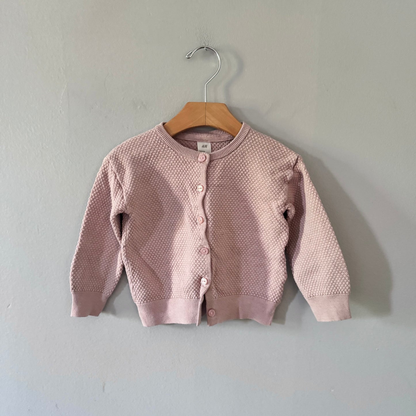 H&M / Pink cotton knit cardigan / 12-18M