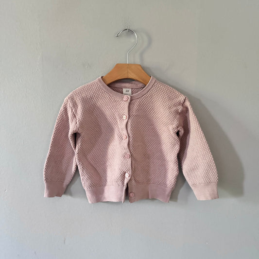 H&M / Pink cotton knit cardigan / 12-18M