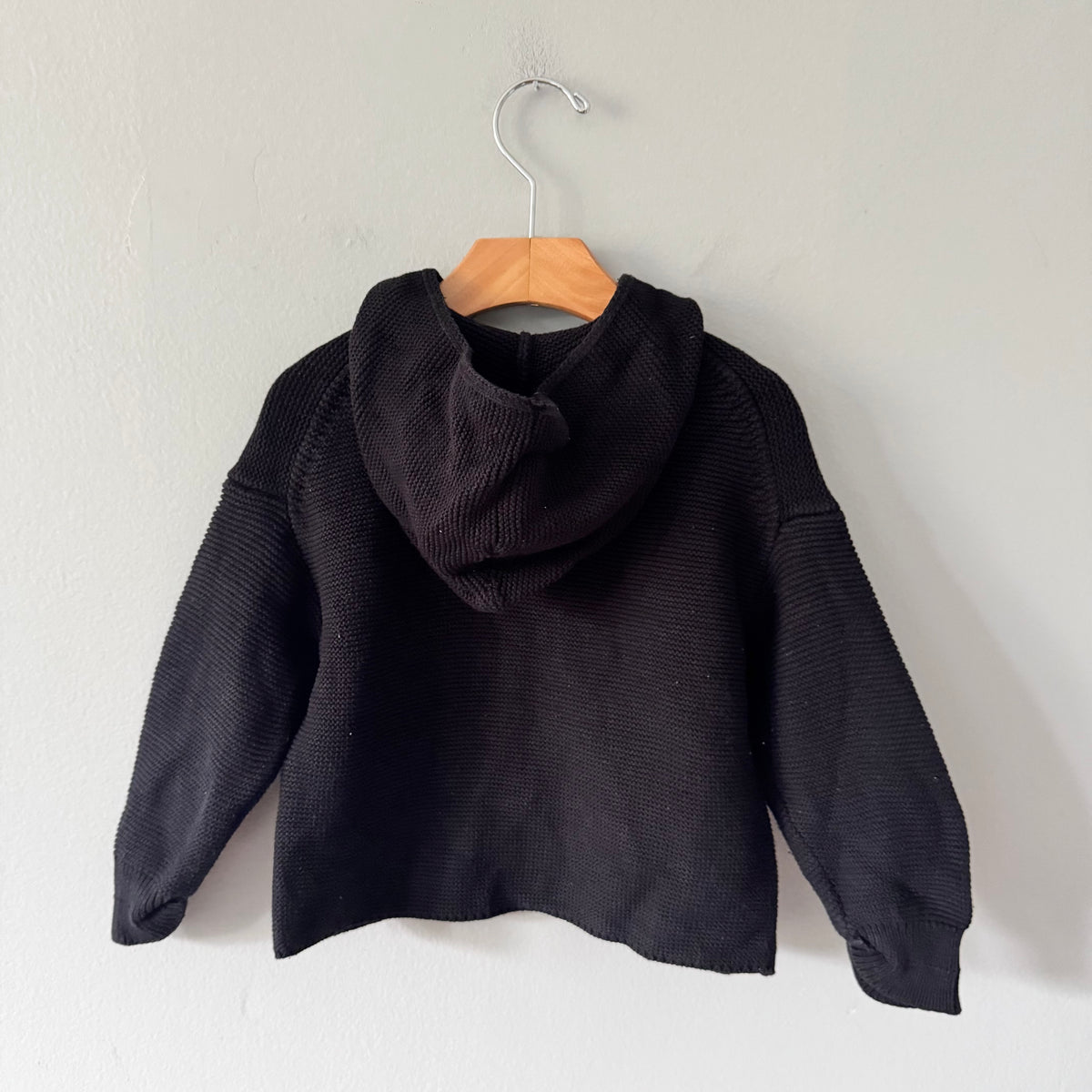 Zara / Black cotton knit zip up hoodie / 18-24M
