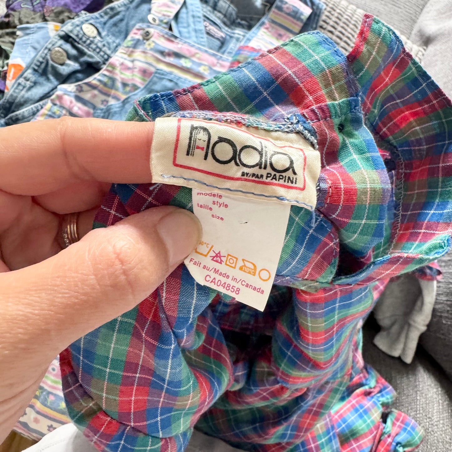 Vintage / Nadia Red blue green checked dress / 5-6Y