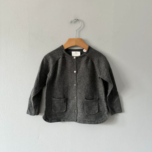 Zara / Dark grey cotton knit cardigan / 2-3Y