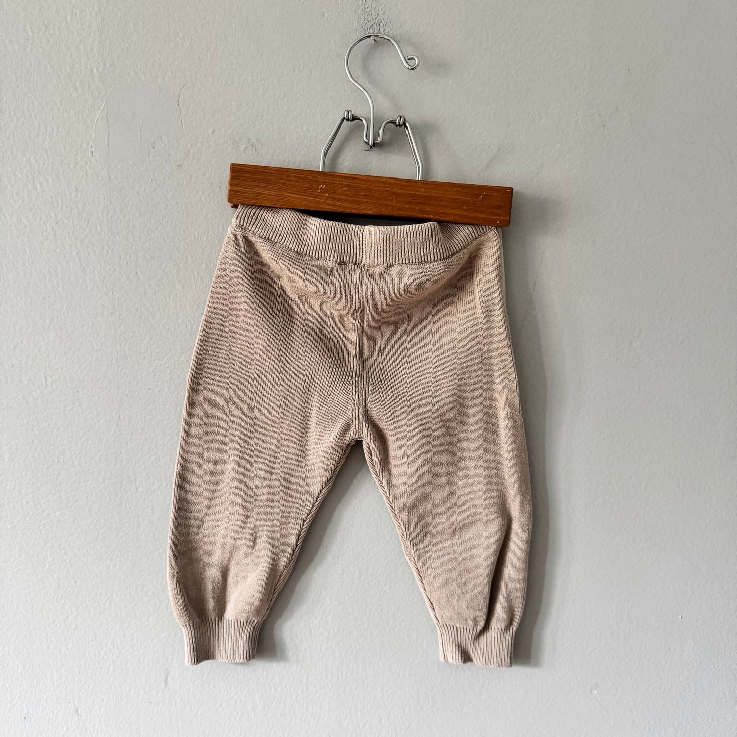 The Littlest / Brown organic cotton knit pants / 12-18M