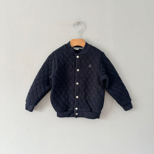 Petit Bateau / Navy quilted sweatshirt jacket / 4Y