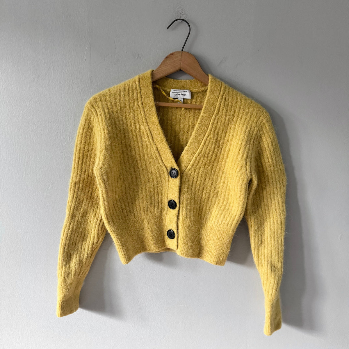 & Other Stories / Yellow alpaca wool cardigan / S