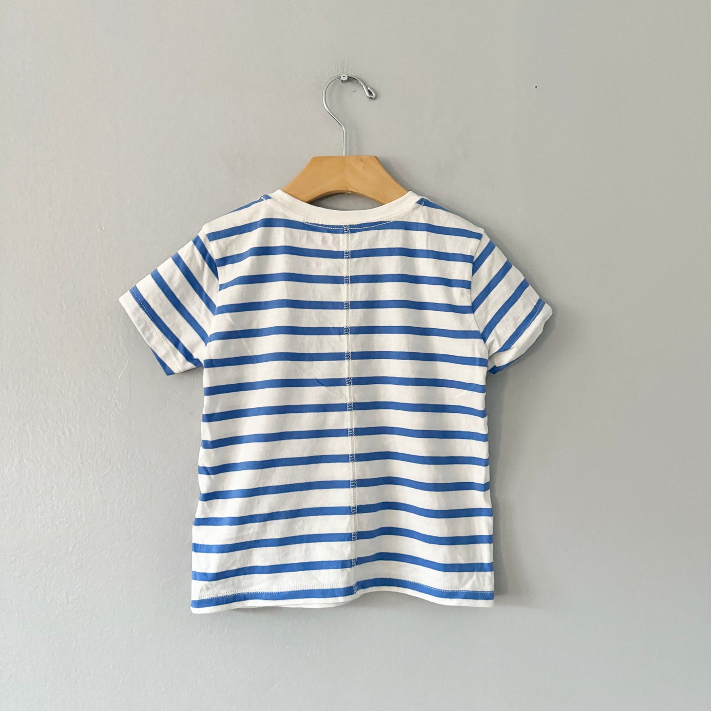 Crewcuts / White x blue stripe T-shirt / 4-5Y