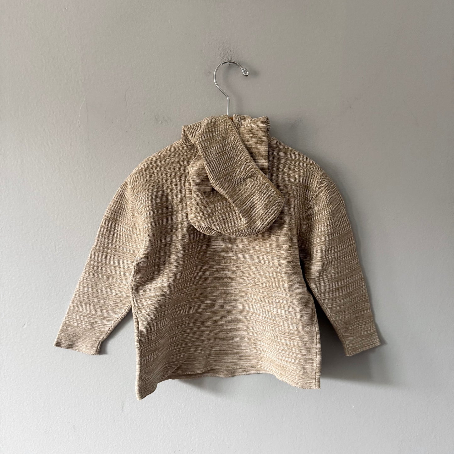 Zara / Khaki cotton knit hoodie / 2-3Y