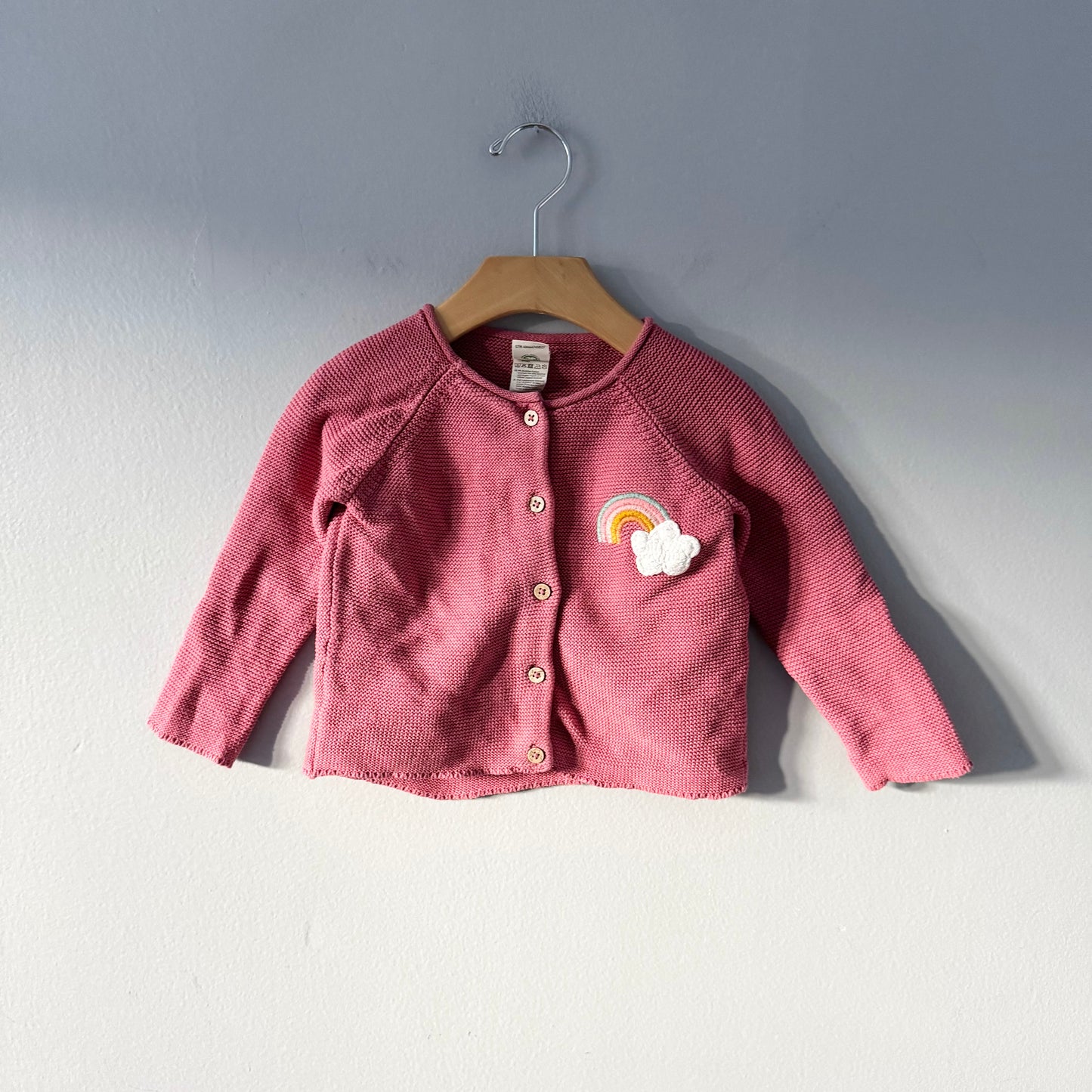 Alana / Pink red cotton knit cardigan/ 2T(92)