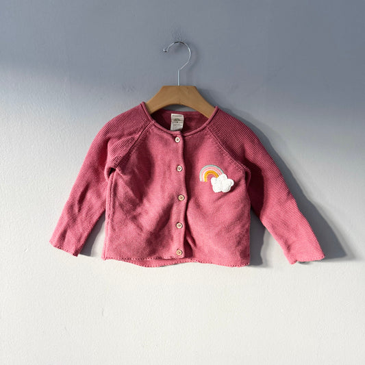 Alana / Pink red cotton knit cardigan/ 2T(92)