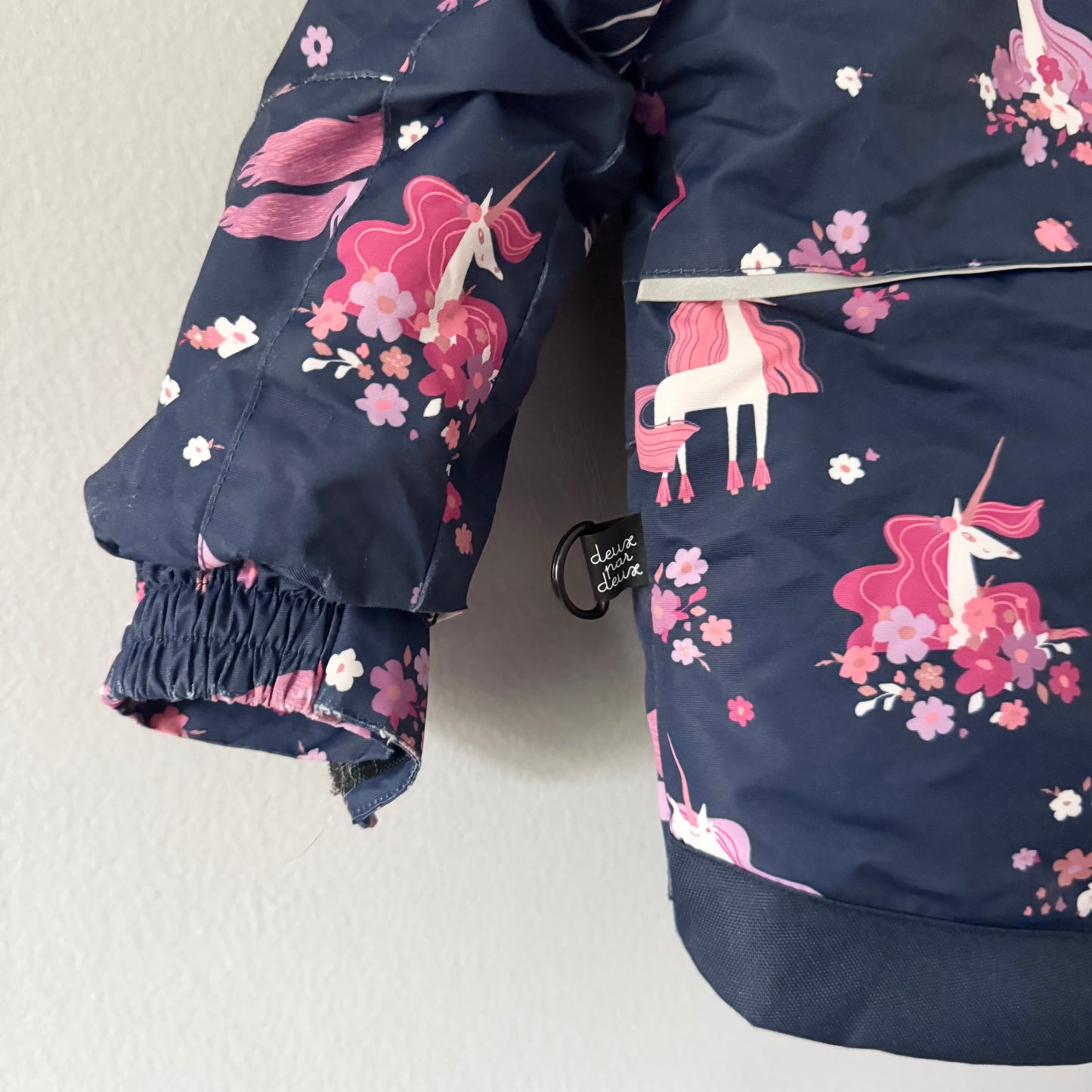 Deux par Deux / Navy x pink unicorn winter jacket / 2Y