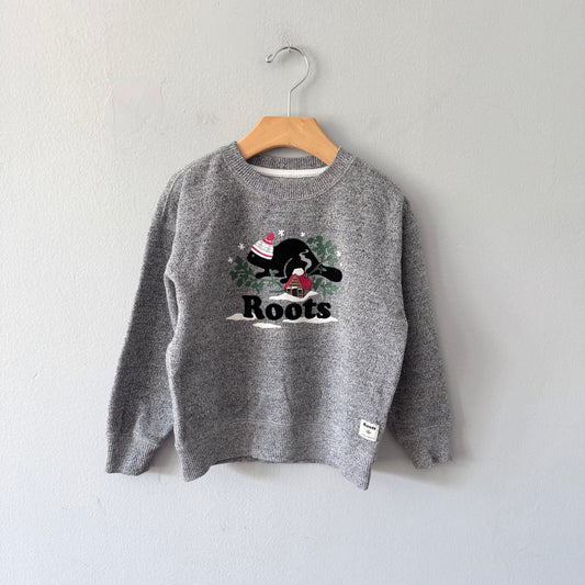 Roots / Salt and pepper holiday sweatshirt / 5T