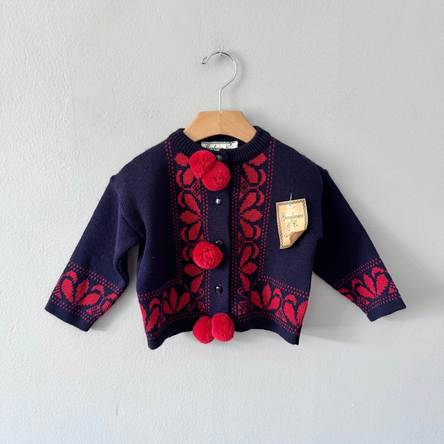Vintage / Gianfranca & Co.Black x red knit cardigan / 18M - New with tag