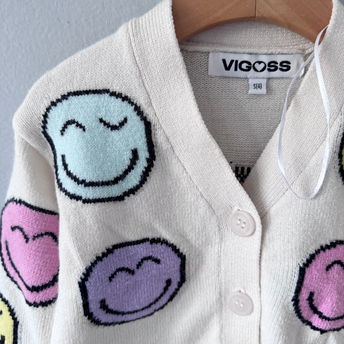 Vigoss / Smiley knit cardigan / 4Y