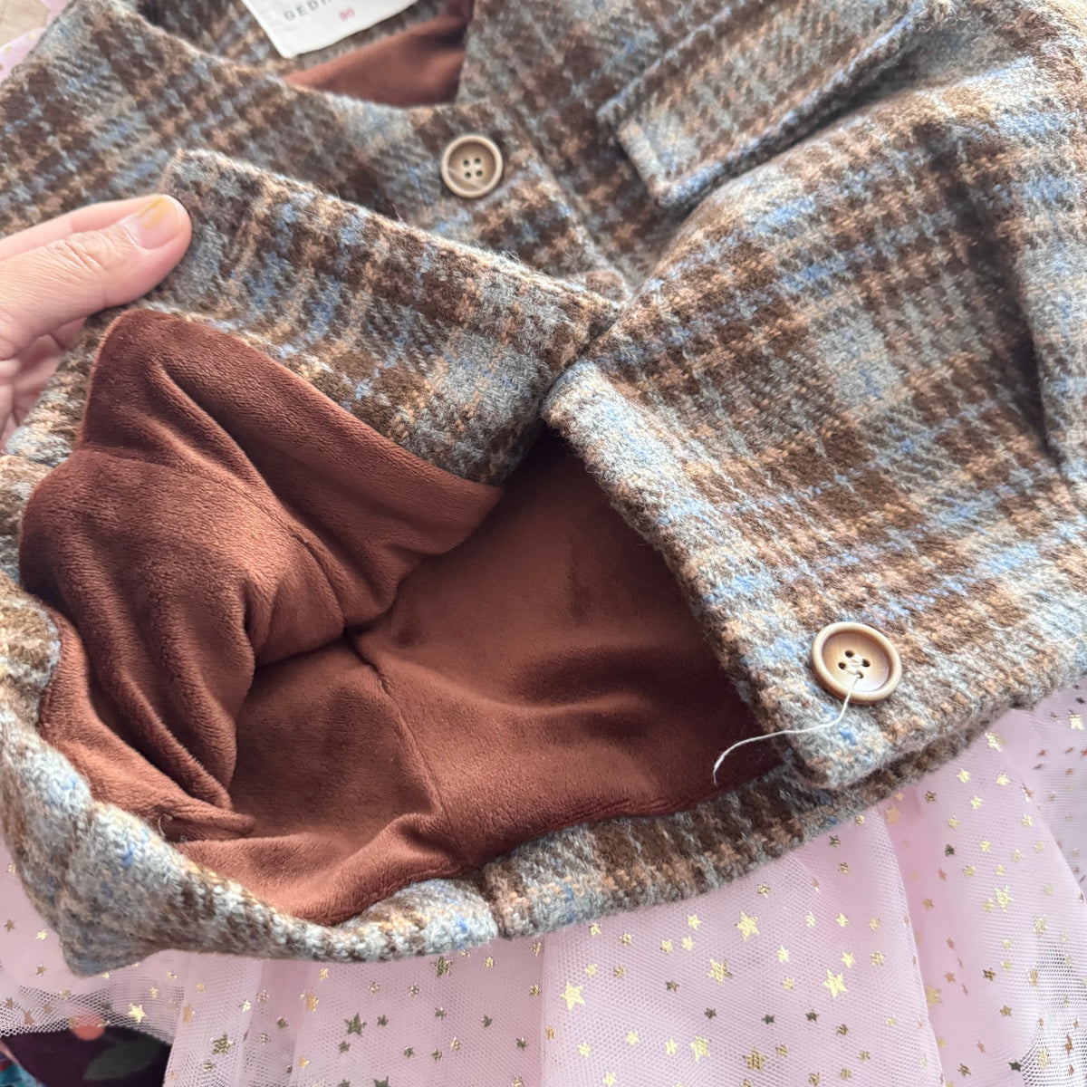 Gediaojiyi / Brown tweed vest / 90(2T)