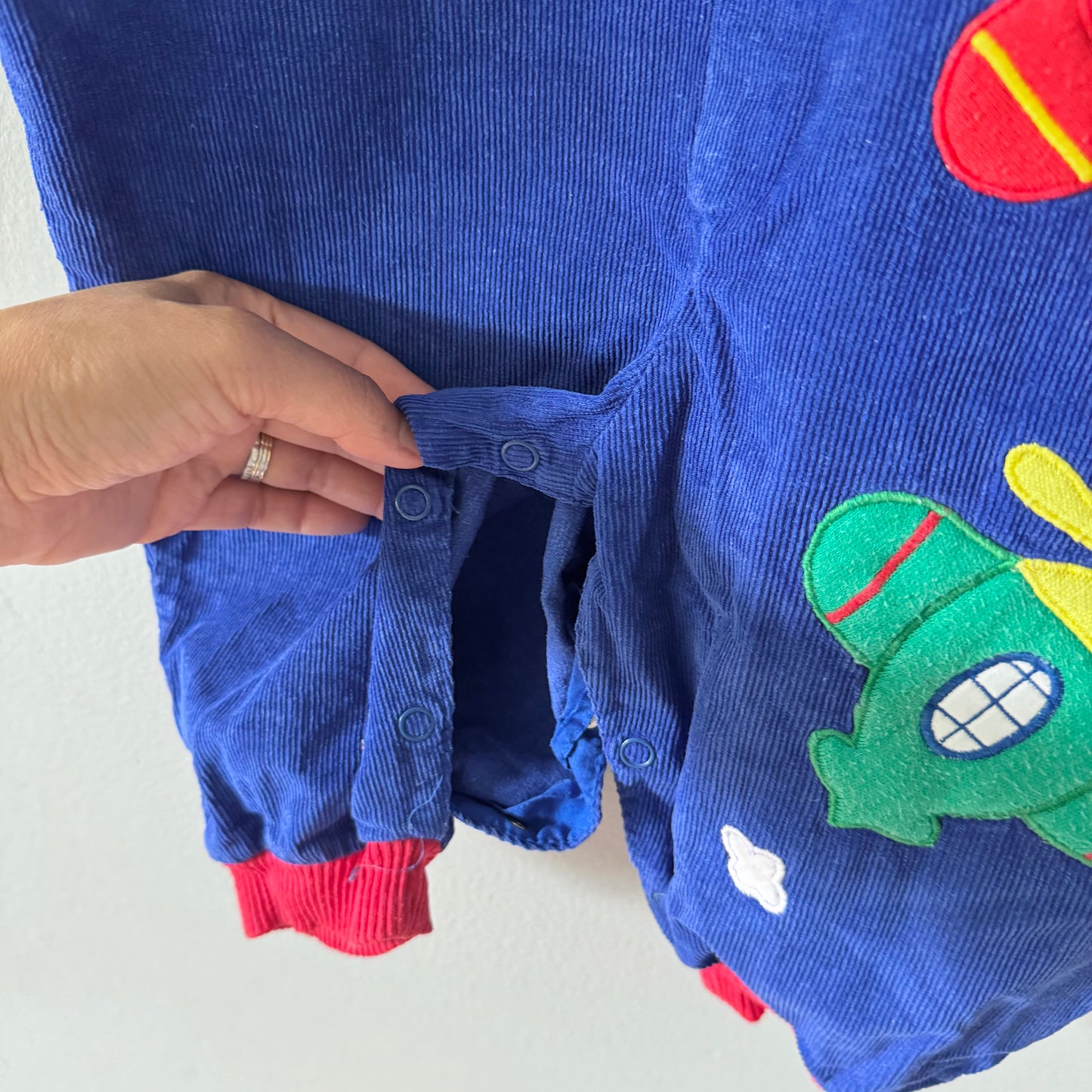 Vintage / Blue corduroy romper / 12M