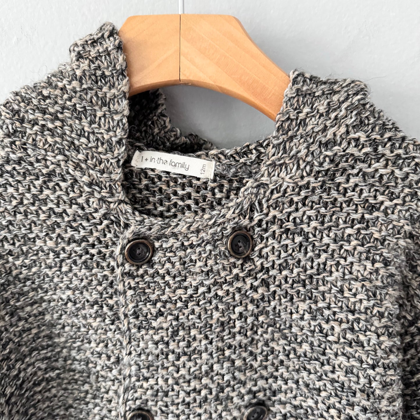 1+ in the family / Veste en maille noire et beige / 12M