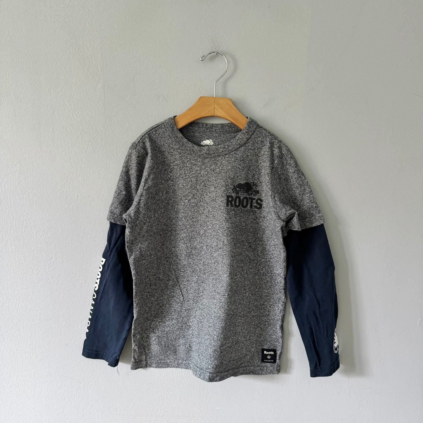 Roots / Sel et poivre x manches longues noires / 7-8 ans