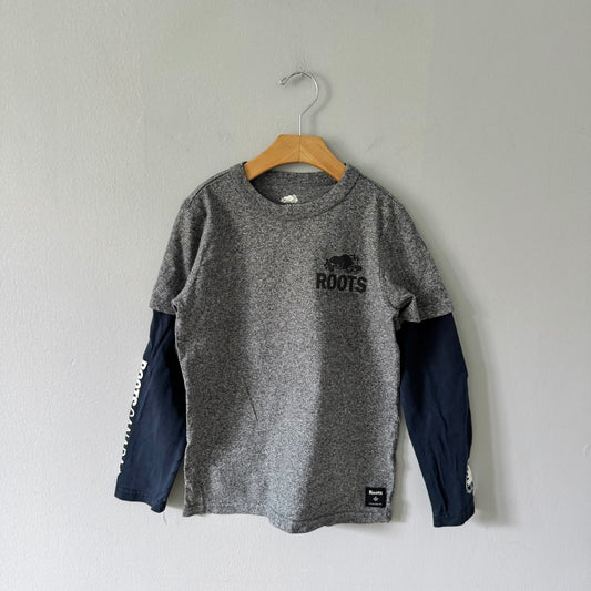 Roots / Salt and pepper x black long sleeve / 7-8Y