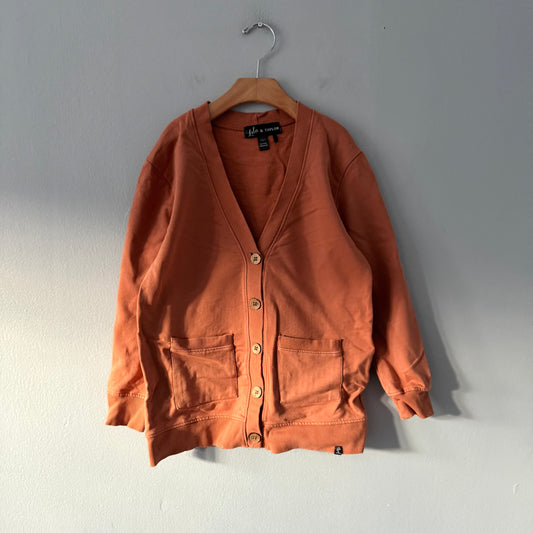 Lola & Taylor / Orange brown crew cardigan / 7-8Y