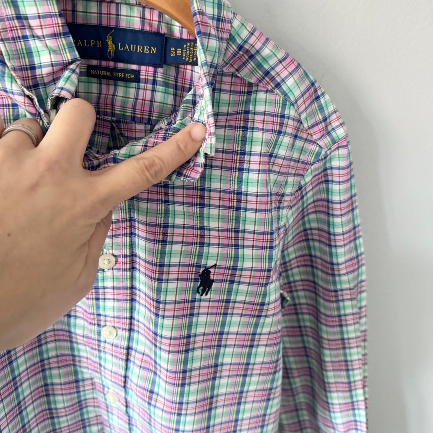Polo Ralph Lauren / Chemise à carreaux roses et verts / 8 ans