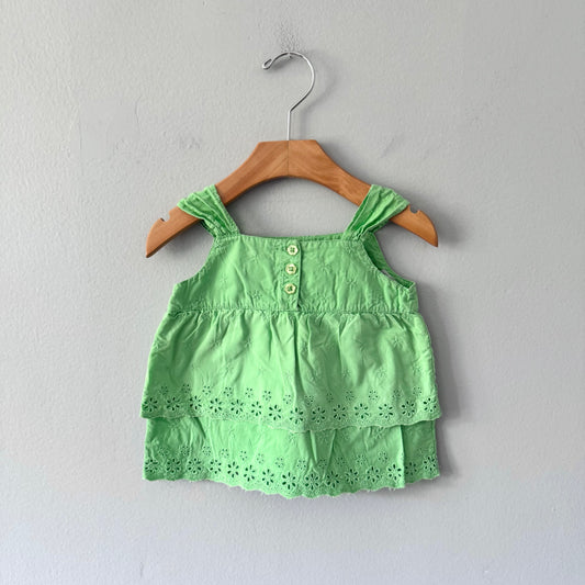Vintage / Green eyelet cami / 18M