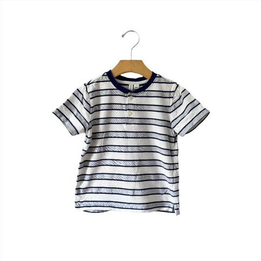 Janie & Jack / White x blue stripe T-shirt / 4Y