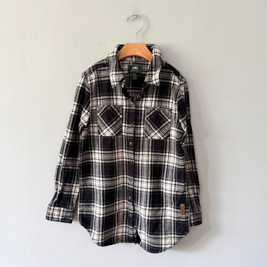 Roots / Black white checked flannel shirt / 7-8Y