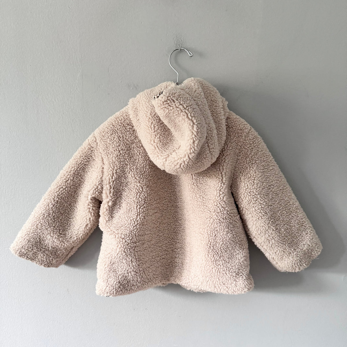 Zara / Light beige x floral thick sherpa jacket / 4-5Y