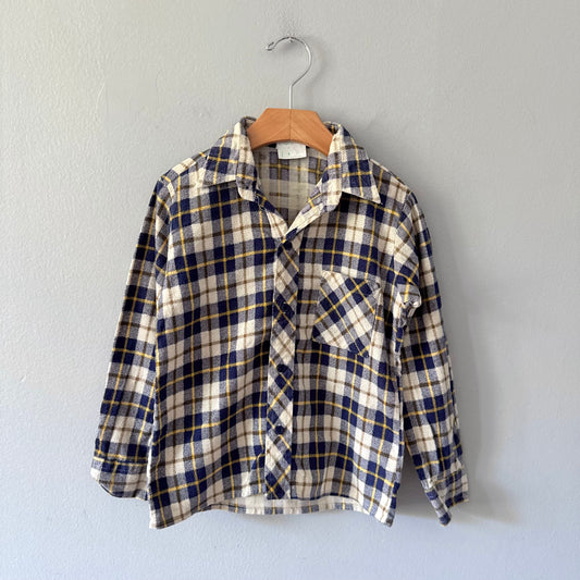 Vintage Sears / White navy flannel shirt / 6Y