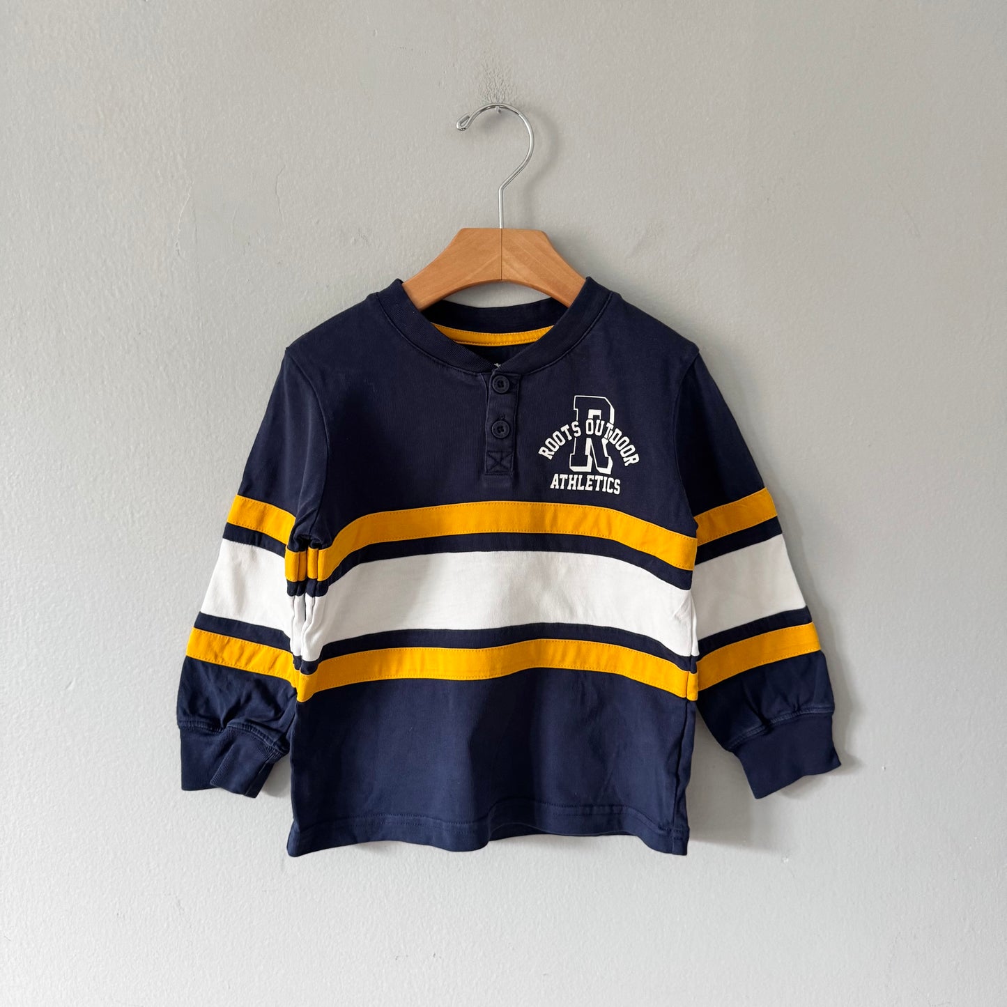 Roots / Navy yellow stripe long sleeve / 4T