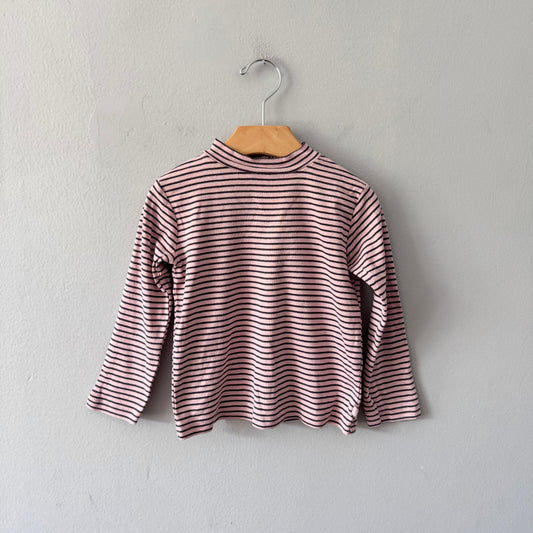 Zara / Pink x brown stripe long sleeve / 3-4Y
