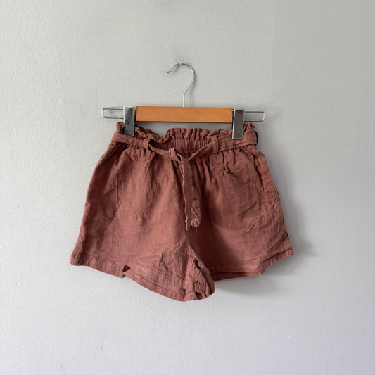 H&M / Brown linen mix shorts / 7-8Y