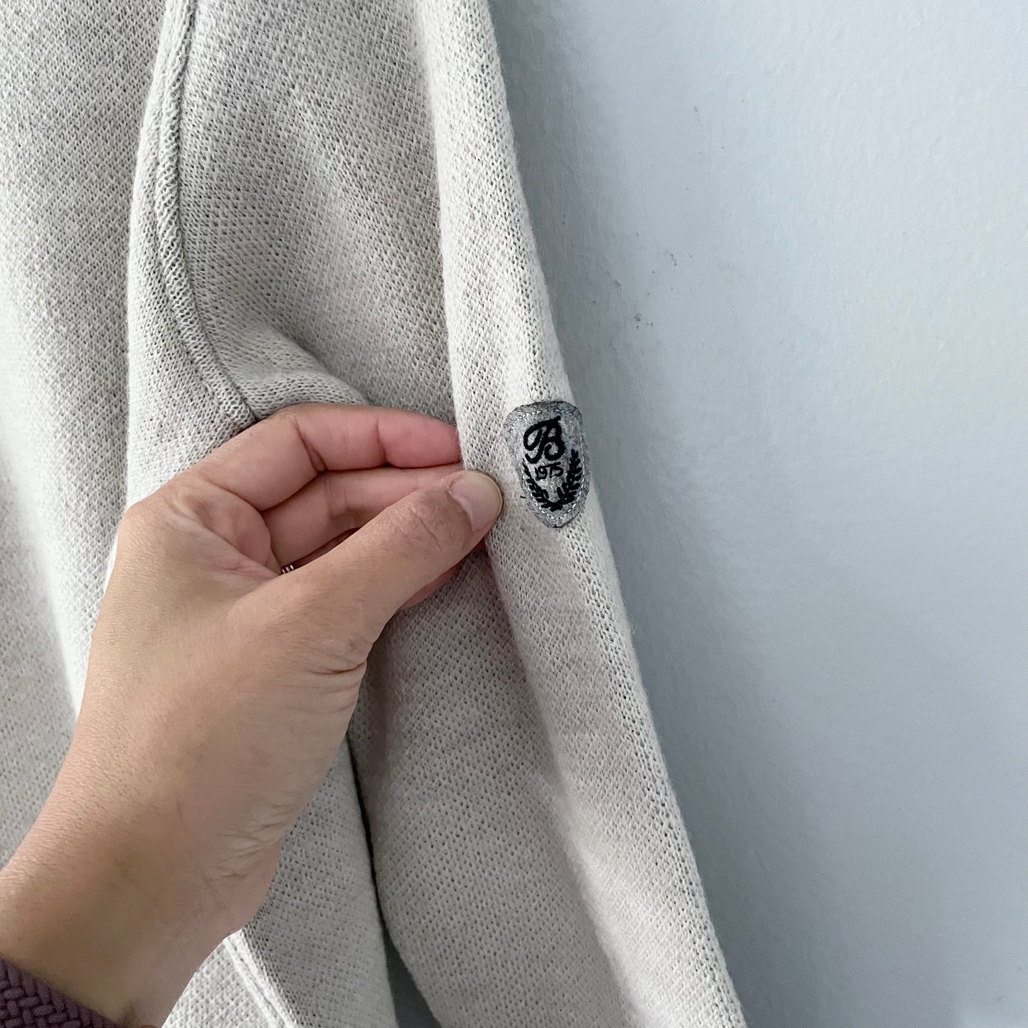 Bonpoint / Light grey half zip knit top / 8Y