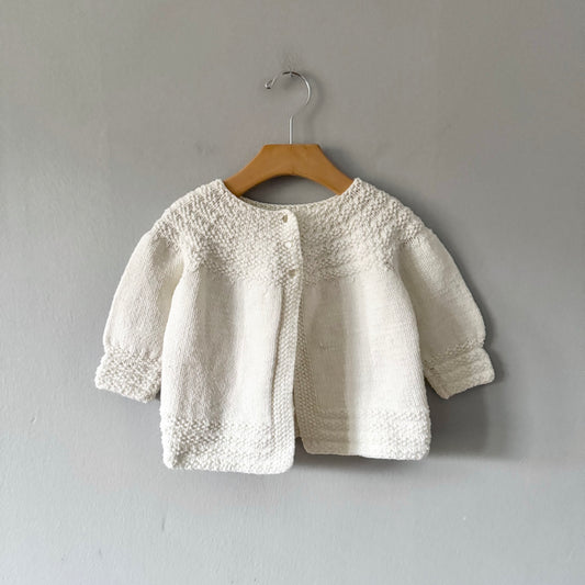 Handmade / White heart buttons knit cardigan / 24M