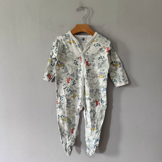 Petit bateau / Combinaison blanche et verte / 18 mois